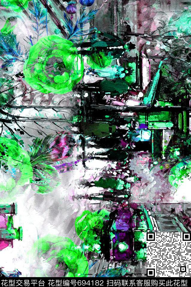 花朵花卉风景数码印花华亿平台下载（图片编号: 694182） - 瓦栏（Walan）