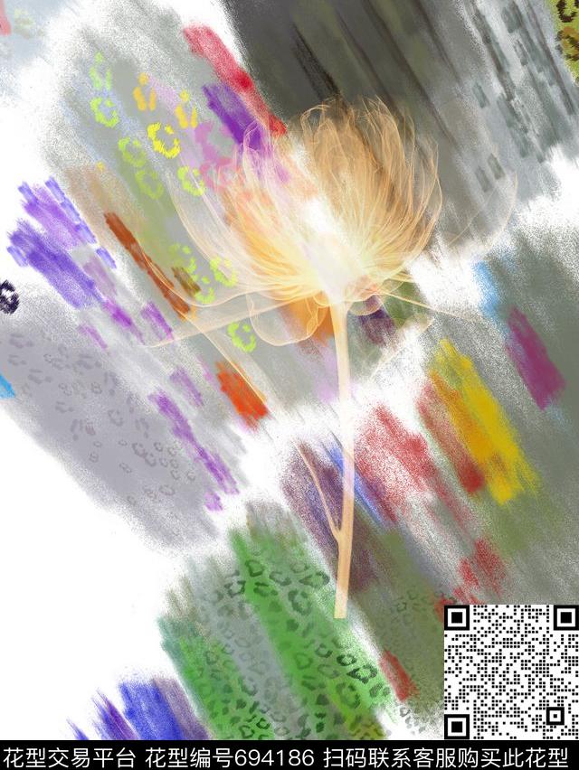 米兰男装秀手绘线条豹纹杂点数码印花华亿平台下载（图片编号: 694186） - 瓦栏（Walan）