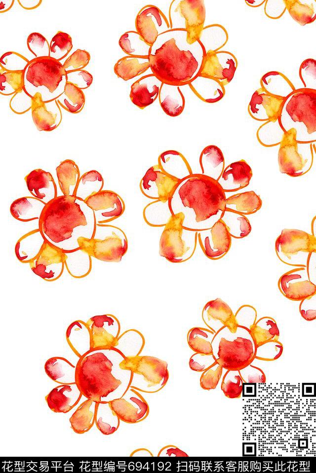 大花花卉太阳花数码印花华亿平台下载（图片编号: 694192） - 瓦栏（Walan）