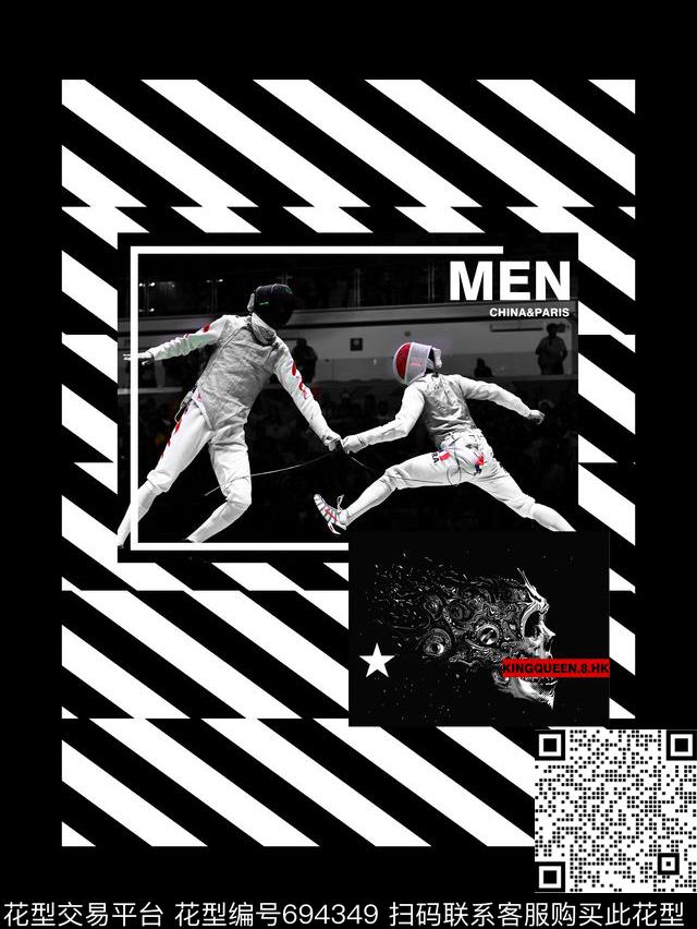 抽象几何条纹数码印花华亿平台下载（图片编号: 694349） - 瓦栏（Walan）