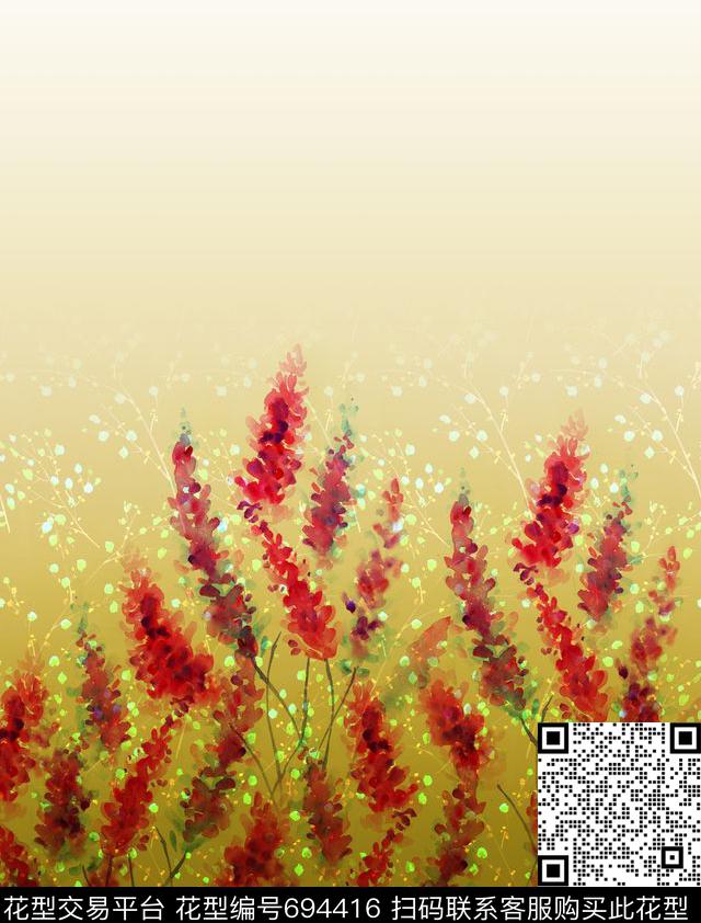 小碎花荷花花朵数码印花华亿平台下载（图片编号: 694416） - 瓦栏（Walan）