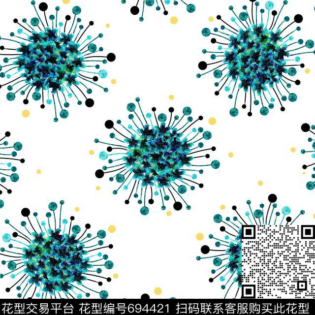 小清新花卉花卉几何数码印花华亿平台下载（图片编号: 694421） - 瓦栏（Walan）