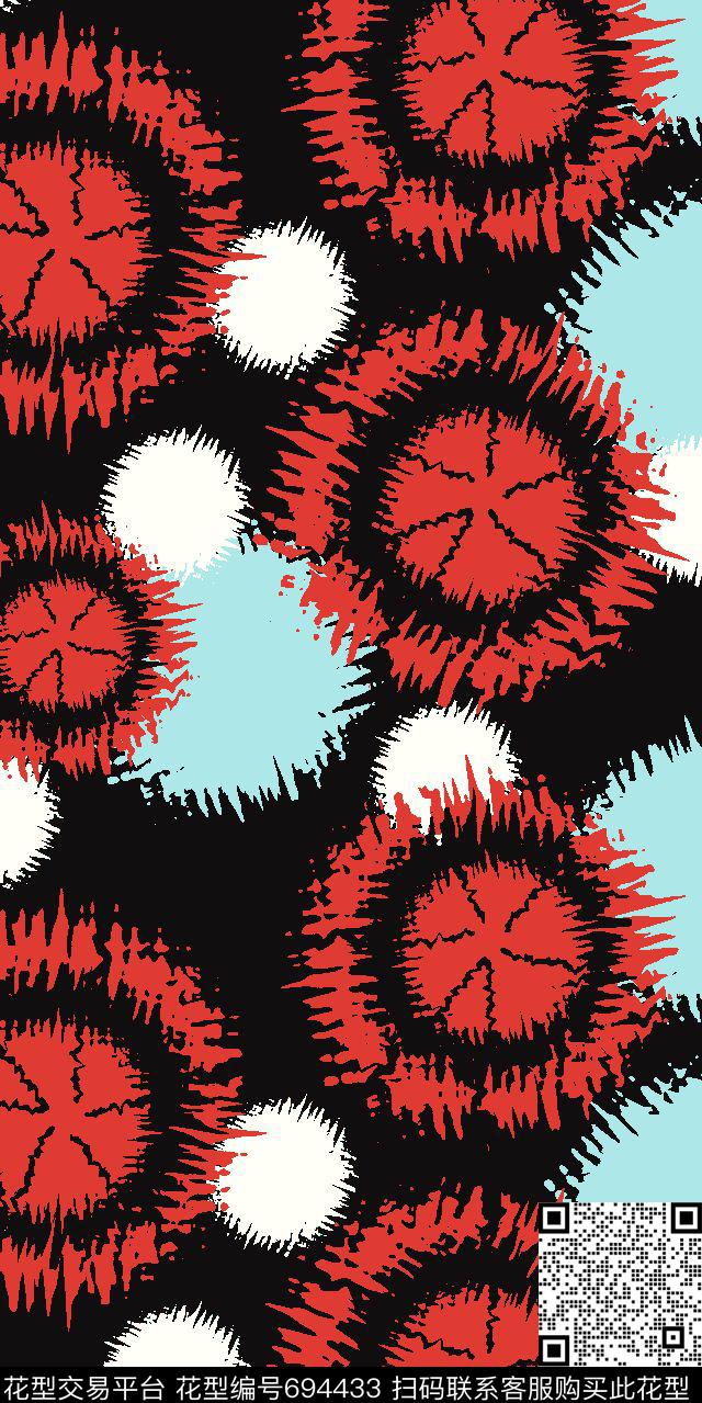 圆圈圆点不规则几何传统印花华亿平台下载（图片编号: 694433） - 瓦栏（Walan）