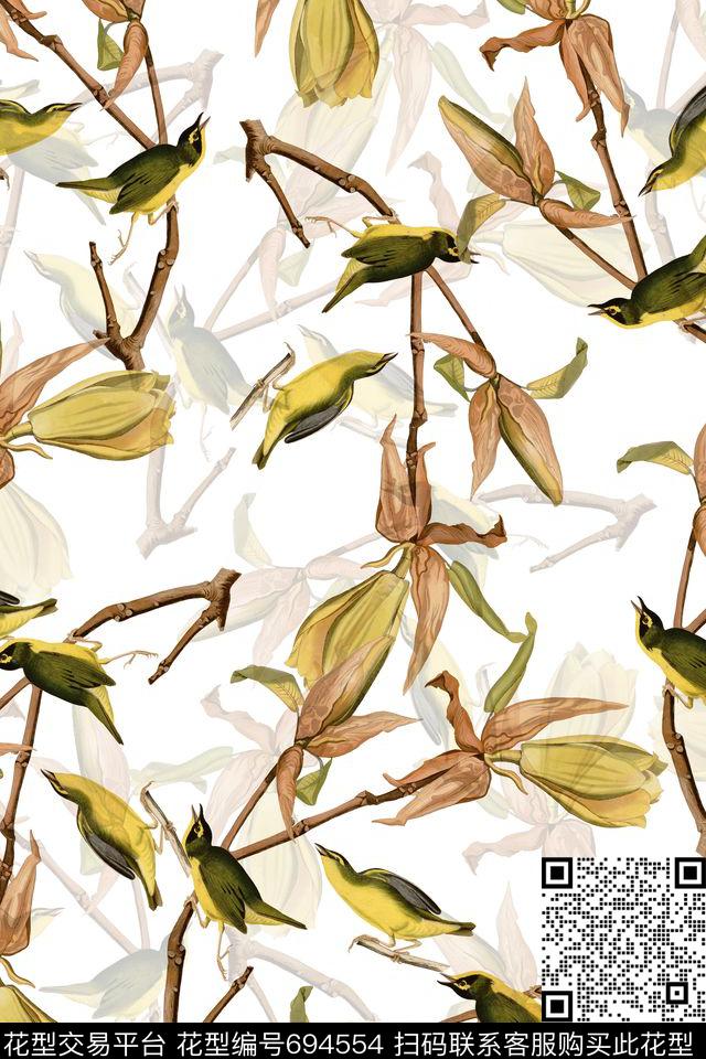花卉花鸟花枝数码印花华亿平台下载（图片编号: 694554） - 瓦栏（Walan）