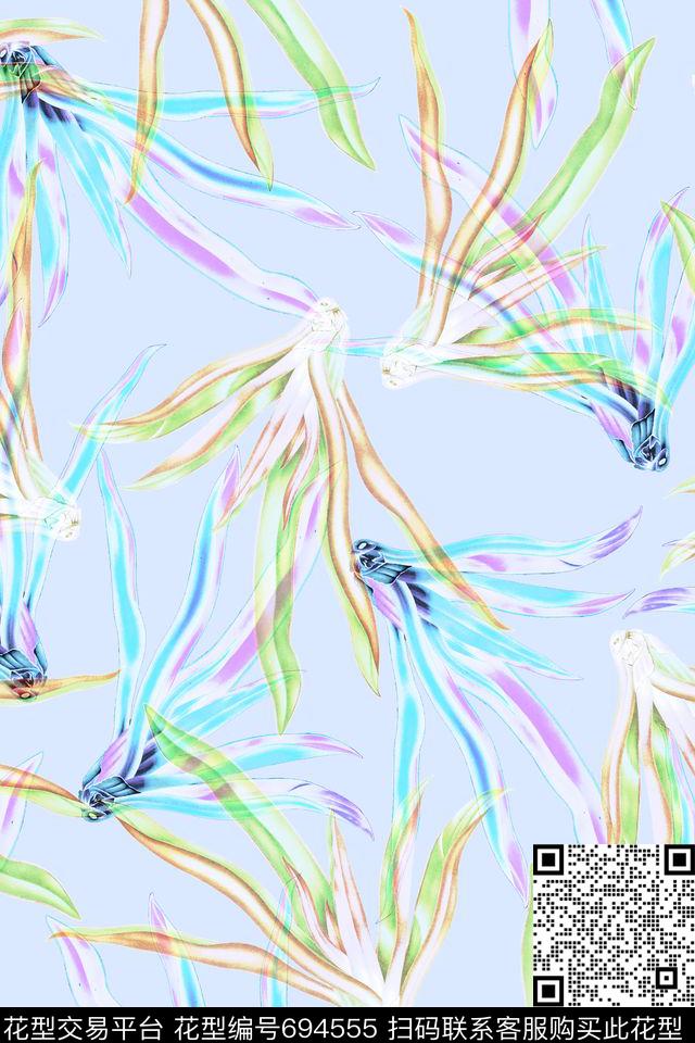 清新植物花卉数码印花华亿平台下载（图片编号: 694555） - 瓦栏（Walan）