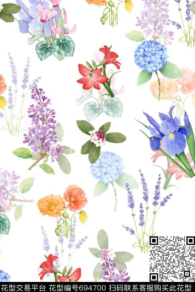 小碎花花卉乱花数码印花华亿平台下载（图片编号: 694700） - 瓦栏（Walan）
