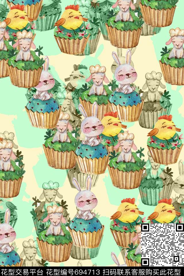 趣味卡通动物传统印花华亿平台下载（图片编号: 694713） - 瓦栏（Walan）