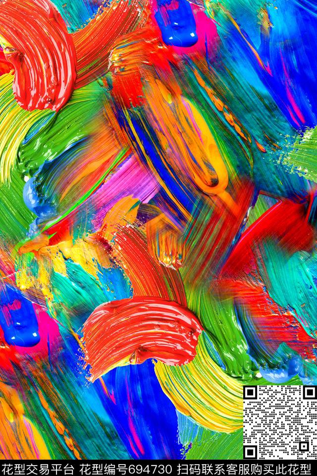 抽象笔触拼接数码印花华亿平台下载（图片编号: 694730） - 瓦栏（Walan）
