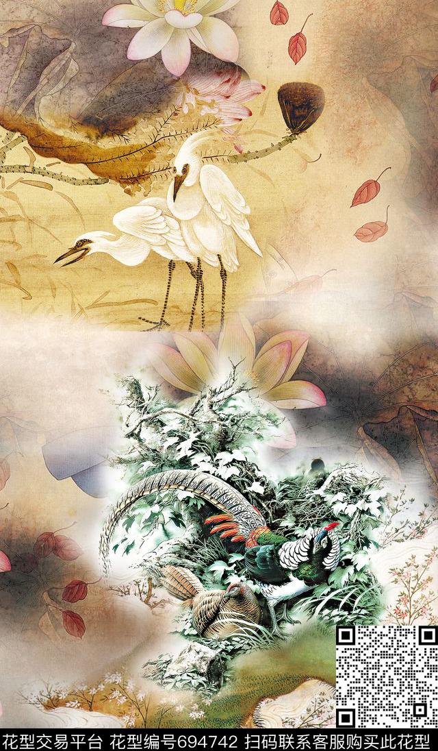 花卉油画国画数码印花华亿平台下载（图片编号: 694742） - 瓦栏（Walan）
