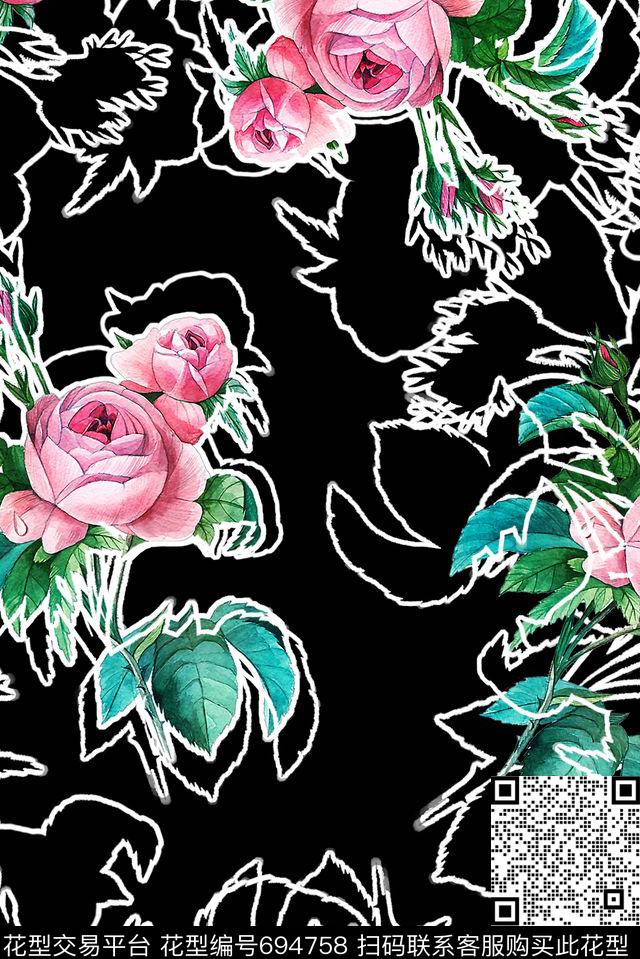 花卉小清新春夏数码印花华亿平台下载（图片编号: 694758） - 瓦栏（Walan）