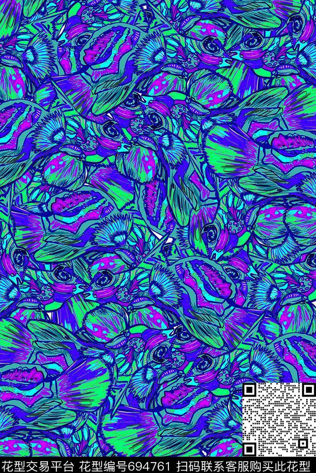热带泳装鱼传统印花华亿平台下载（图片编号: 694761） - 瓦栏（Walan）