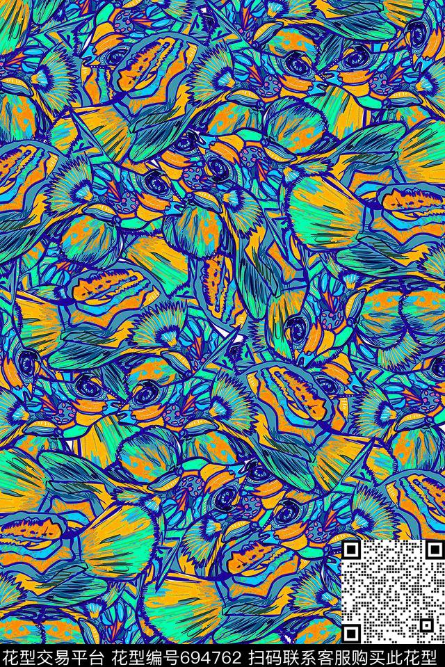 热带泳装鱼传统印花华亿平台下载（图片编号: 694762） - 瓦栏（Walan）