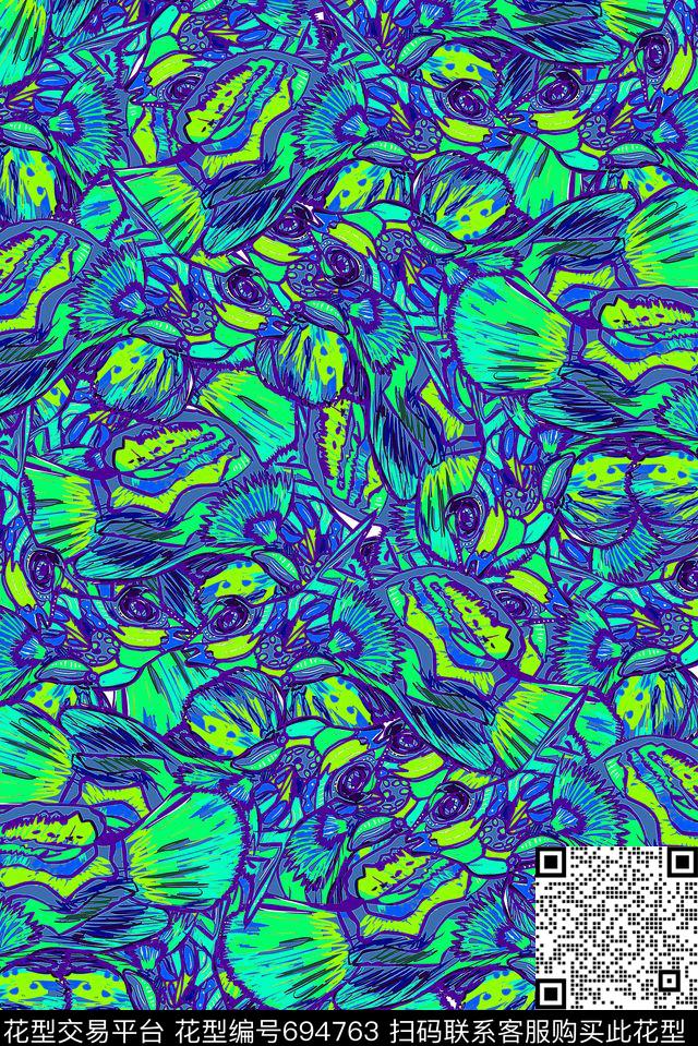 热带泳装鱼传统印花华亿平台下载（图片编号: 694763） - 瓦栏（Walan）