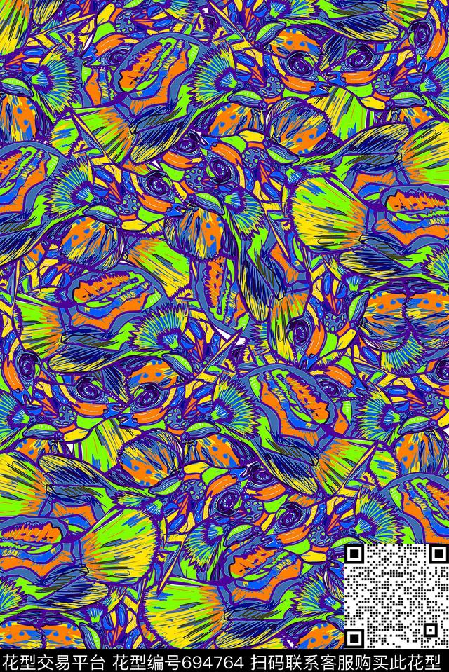 热带泳装鱼传统印花华亿平台下载（图片编号: 694764） - 瓦栏（Walan）