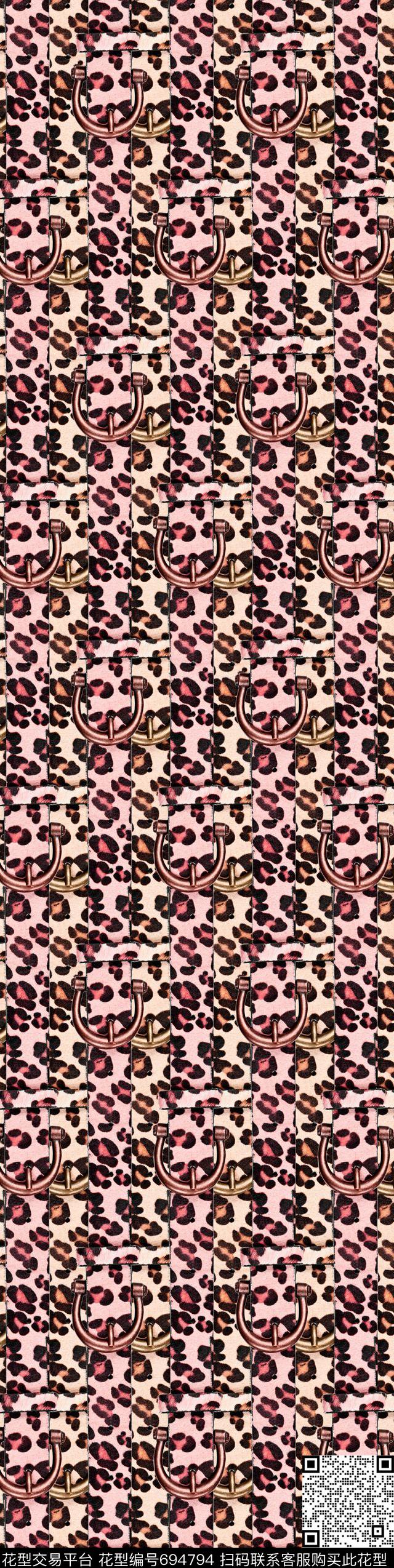豹纹吊环粉色数码印花华亿平台下载（图片编号: 694794） - 瓦栏（Walan）