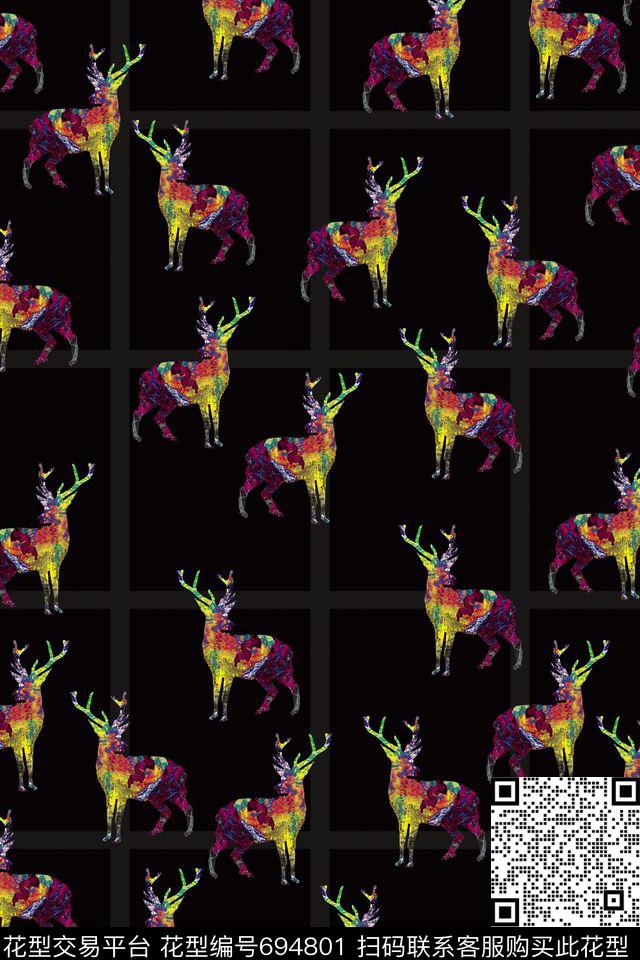 纹理鹿炫彩数码印花华亿平台下载（图片编号: 694801） - 瓦栏（Walan）