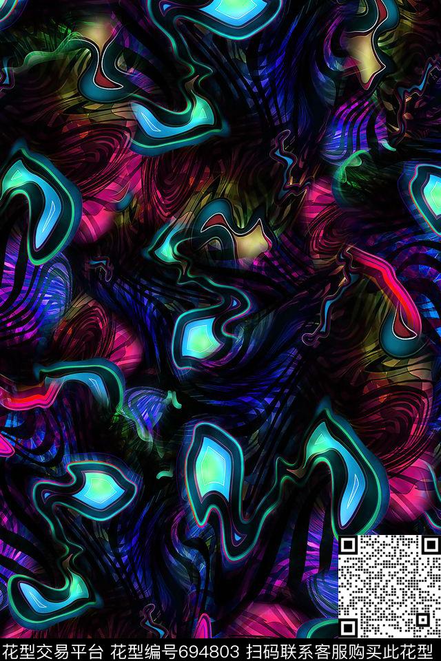 女装抽象肌理数码印花华亿平台下载（图片编号: 694803） - 瓦栏（Walan）