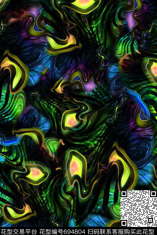 女装抽象肌理数码印花华亿平台下载（图片编号: 694804） - 瓦栏（Walan）