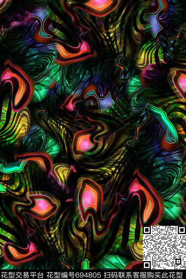 女装抽象肌理数码印花华亿平台下载（图片编号: 694805） - 瓦栏（Walan）