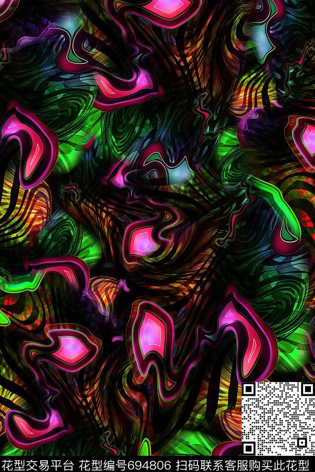 女装抽象肌理数码印花华亿平台下载（图片编号: 694806） - 瓦栏（Walan）
