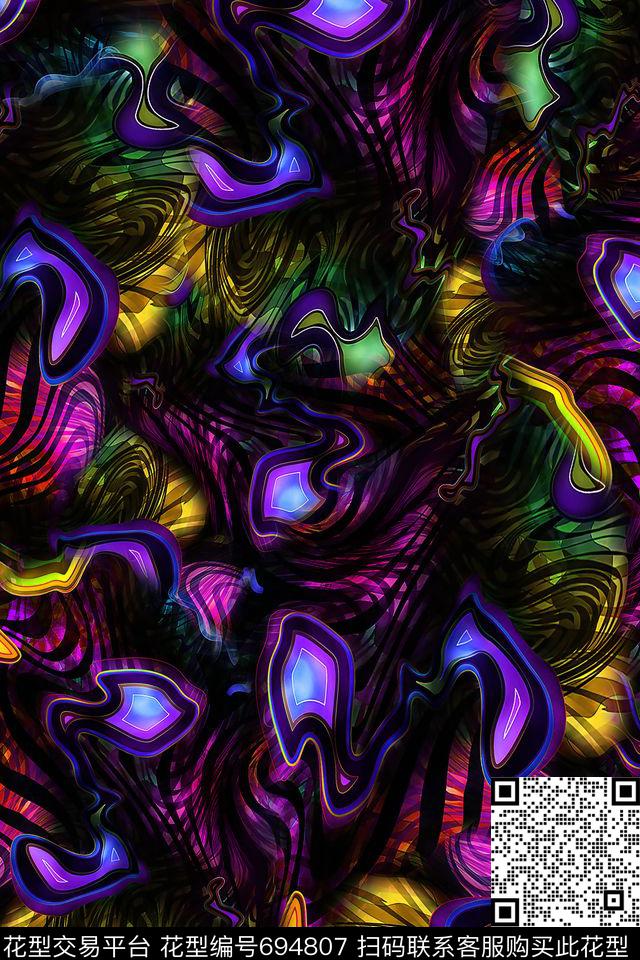 女装抽象肌理数码印花华亿平台下载（图片编号: 694807） - 瓦栏（Walan）