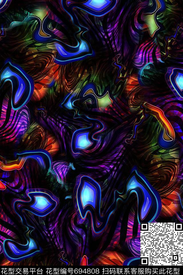 女装抽象肌理数码印花华亿平台下载（图片编号: 694808） - 瓦栏（Walan）