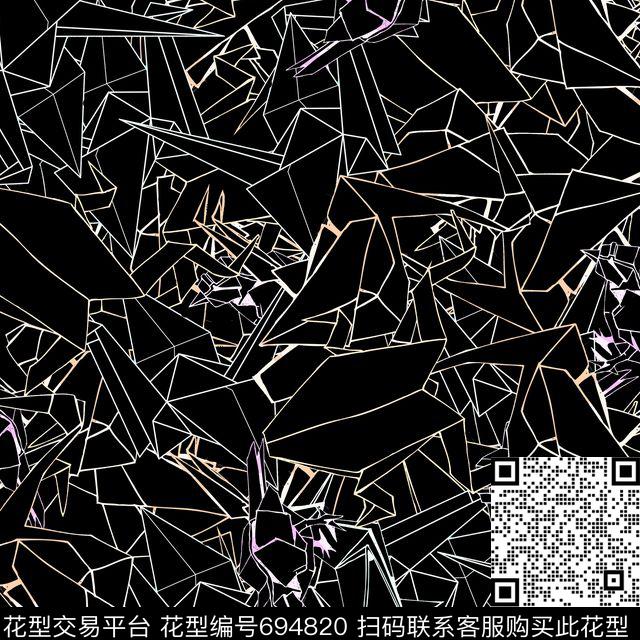 单色黑底黑白传统印花华亿平台下载（图片编号: 694820） - 瓦栏（Walan）