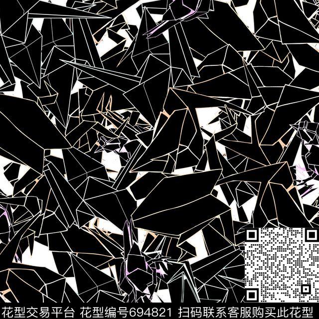 单色黑底黑白传统印花华亿平台下载（图片编号: 694821） - 瓦栏（Walan）