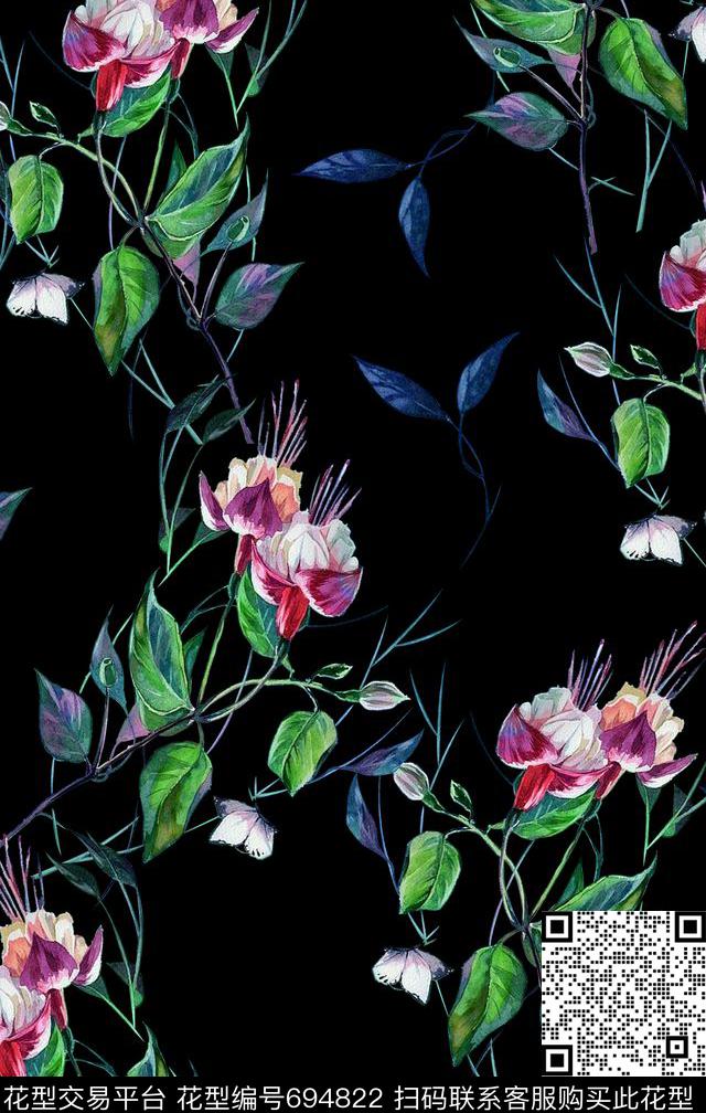 兰花小碎花花朵数码印花华亿平台下载（图片编号: 694822） - 瓦栏（Walan）