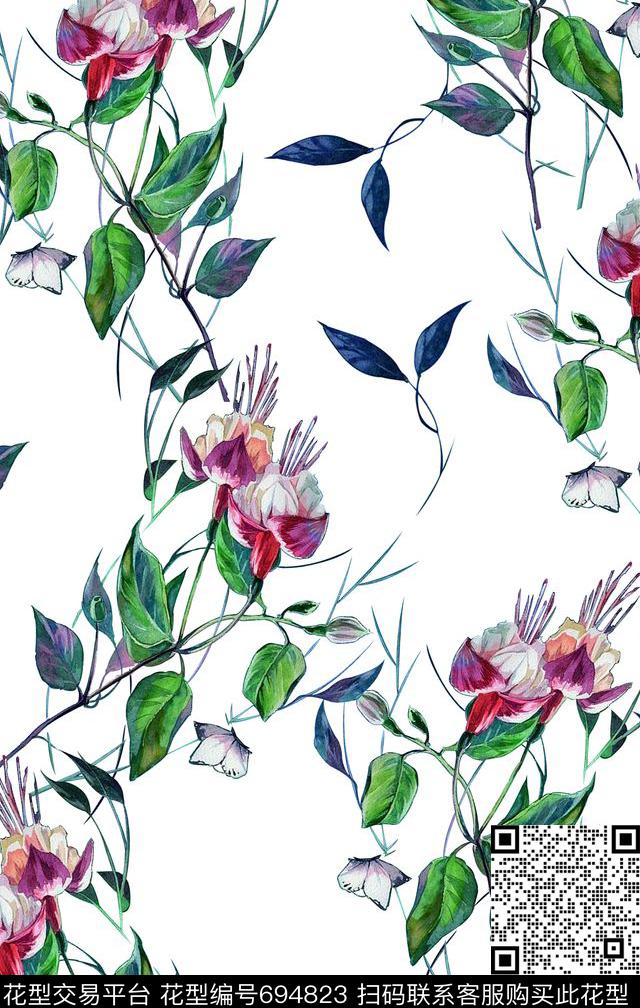 兰花小碎花花朵数码印花华亿平台下载（图片编号: 694823） - 瓦栏（Walan）
