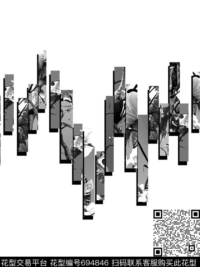 NEILBARRRTT风格潮牌男装切割数码印花华亿平台下载（图片编号: 694846） - 瓦栏（Walan）