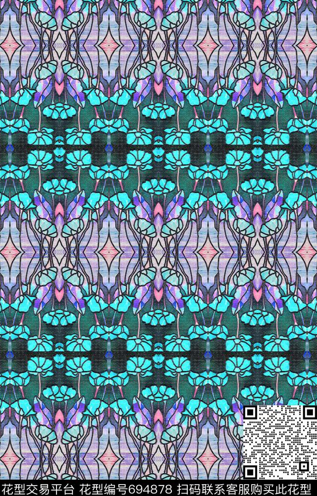 条纹混搭条纹图案几何炫彩数码印花华亿平台下载（图片编号: 694878） - 瓦栏（Walan）