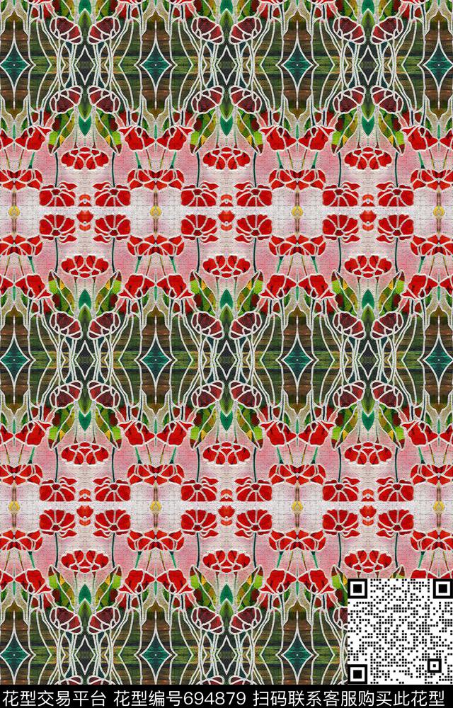 条纹混搭条纹图案几何炫彩数码印花华亿平台下载（图片编号: 694879） - 瓦栏（Walan）