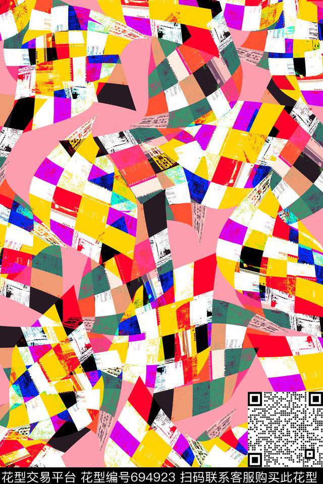 女装几何泳装数码印花华亿平台下载（图片编号: 694923） - 瓦栏（Walan）