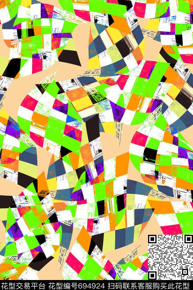 女装几何泳装数码印花华亿平台下载（图片编号: 694924） - 瓦栏（Walan）