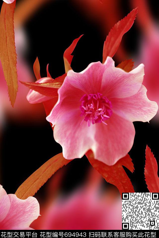 抽象渐变纹理花卉印花女装裙子印花时尚流行设计数码印花华亿平台下载（图片编号: 694943） - 瓦栏（Walan）