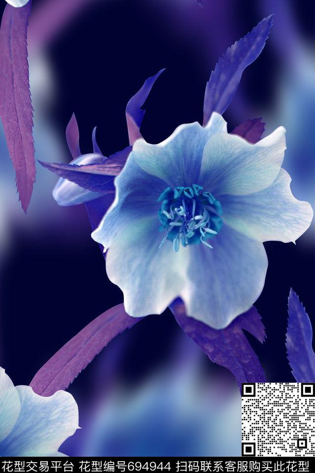 抽象渐变纹理花卉印花女装裙子印花时尚流行设计数码印花华亿平台下载（图片编号: 694944） - 瓦栏（Walan）