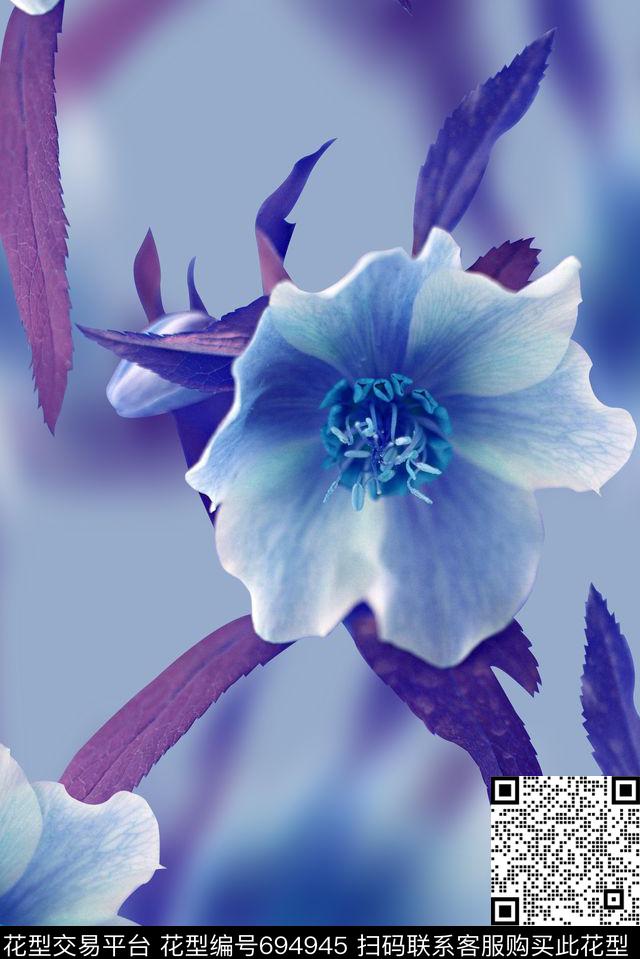 抽象渐变纹理花卉印花女装裙子印花时尚流行设计数码印花华亿平台下载（图片编号: 694945） - 瓦栏（Walan）