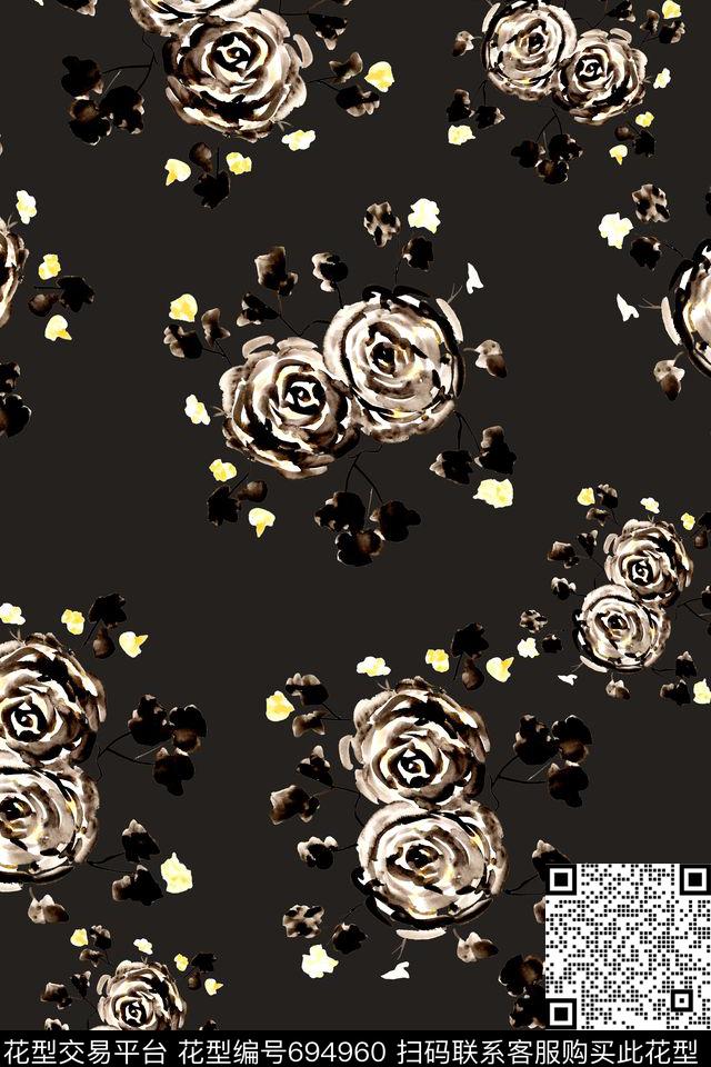 花卉花朵女装数码印花华亿平台下载（图片编号: 694960） - 瓦栏（Walan）