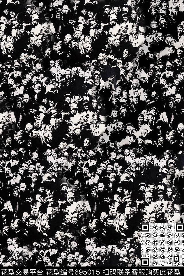 黑白男装休闲风数码印花华亿平台下载（图片编号: 695015） - 瓦栏（Walan）