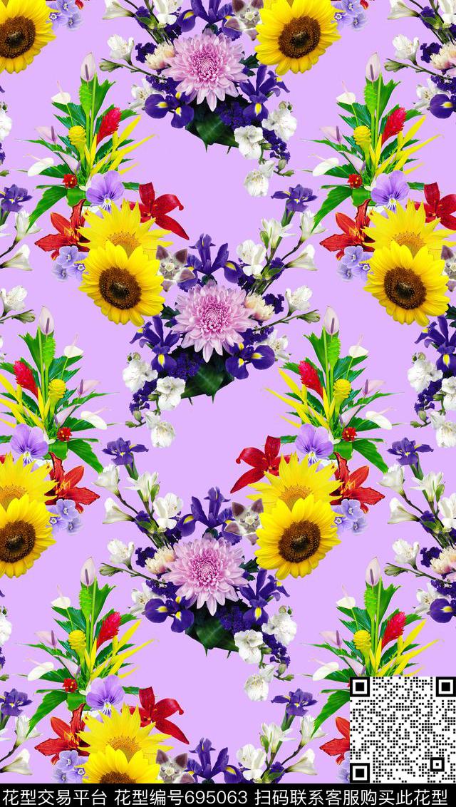 炫彩女人花朵数码印花华亿平台下载（图片编号: 695063） - 瓦栏（Walan）