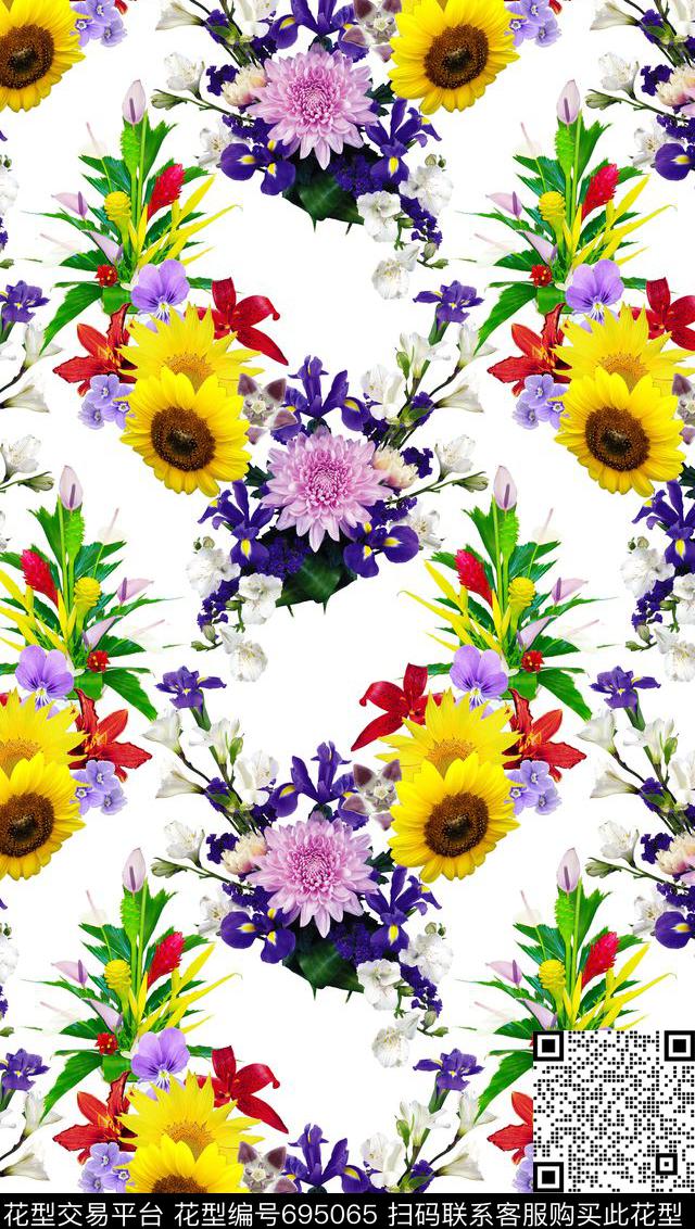 炫彩女人花朵数码印花华亿平台下载（图片编号: 695065） - 瓦栏（Walan）