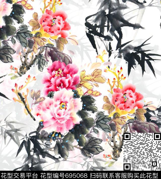 山水画民族风MAX-中国风数码印花华亿平台下载（图片编号: 695068） - 瓦栏（Walan）