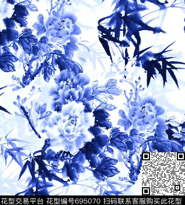 山水画民族风MAX-中国风数码印花华亿平台下载（图片编号: 695070） - 瓦栏（Walan）