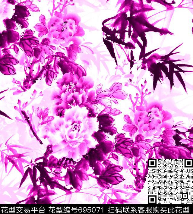 山水画民族风MAX-中国风数码印花华亿平台下载（图片编号: 695071） - 瓦栏（Walan）