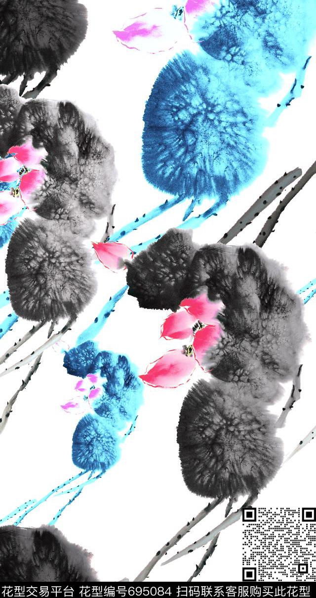 山水画民族风MAX-中国风数码印花华亿平台下载（图片编号: 695084） - 瓦栏（Walan）