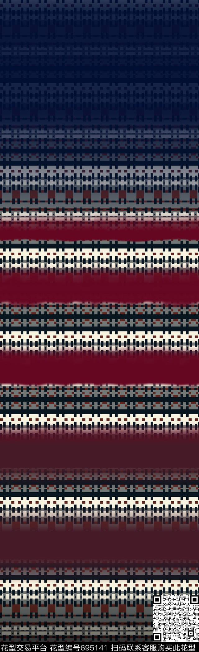 手绘高档围巾印花抽象渐变纹理几何格子印花数码印花华亿平台下载（图片编号: 695141） - 瓦栏（Walan）