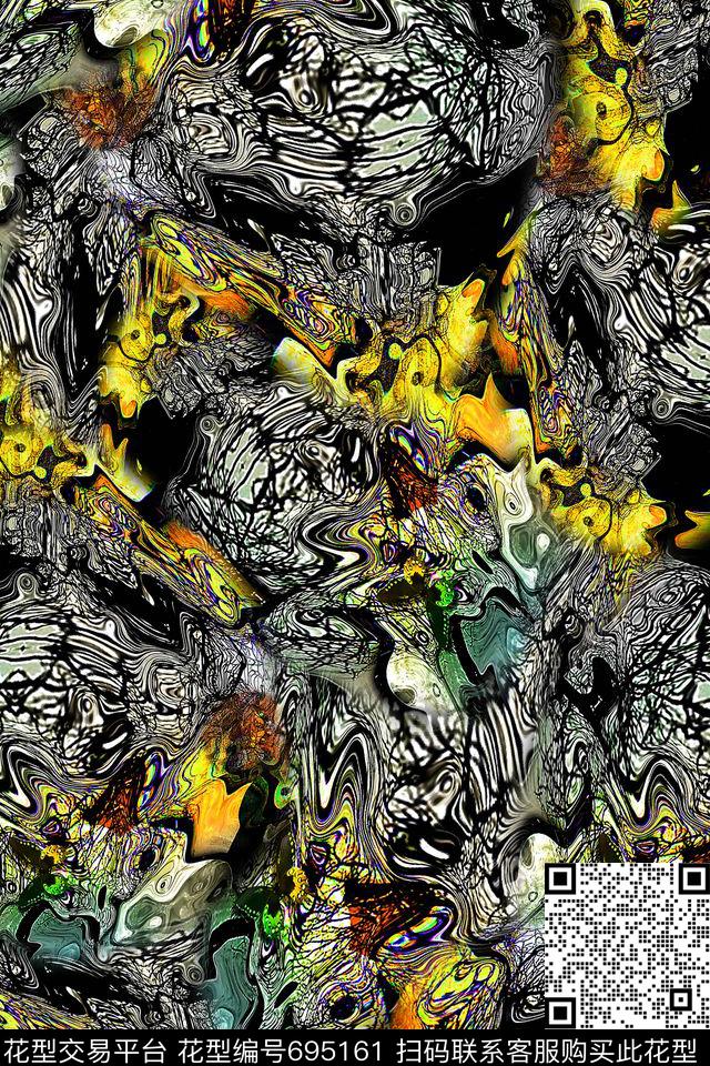 肌理迷彩女装数码印花华亿平台下载（图片编号: 695161） - 瓦栏（Walan）