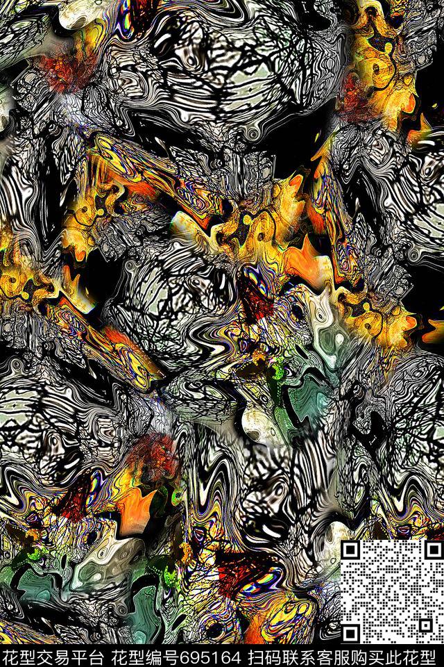 肌理迷彩女装数码印花华亿平台下载（图片编号: 695164） - 瓦栏（Walan）