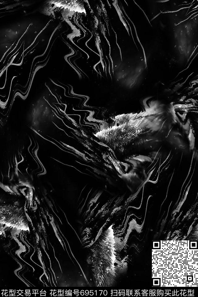 抽象男装肌理数码印花华亿平台下载（图片编号: 695170） - 瓦栏（Walan）